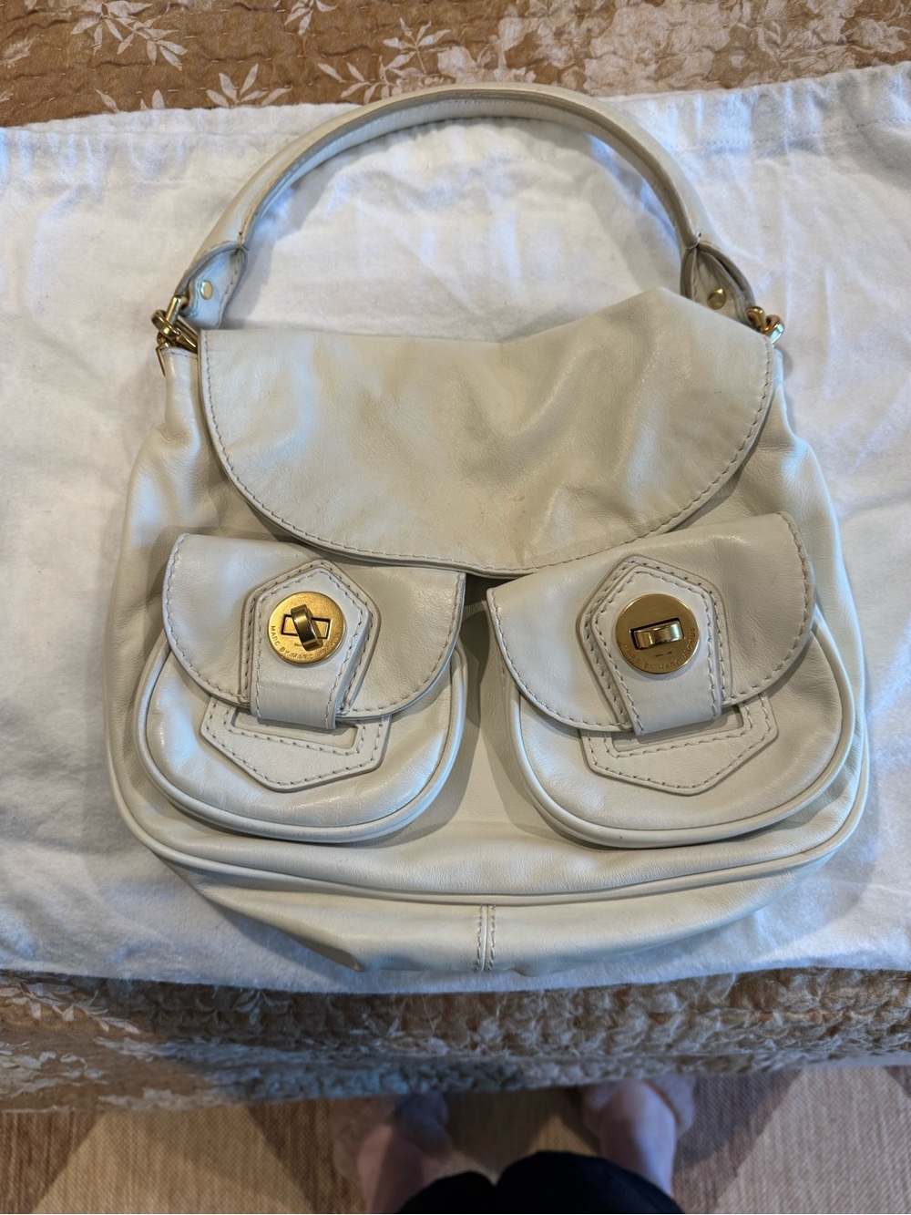 Marc by Marc Jacobs Cream Leather Crossbody with Gold Hardware
